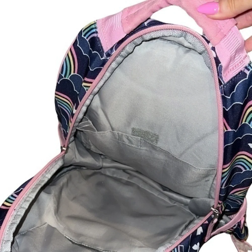 Pottery Barn Kids Navy Blue & Pink Monogrammed‎ Rainbows Girls Backpack